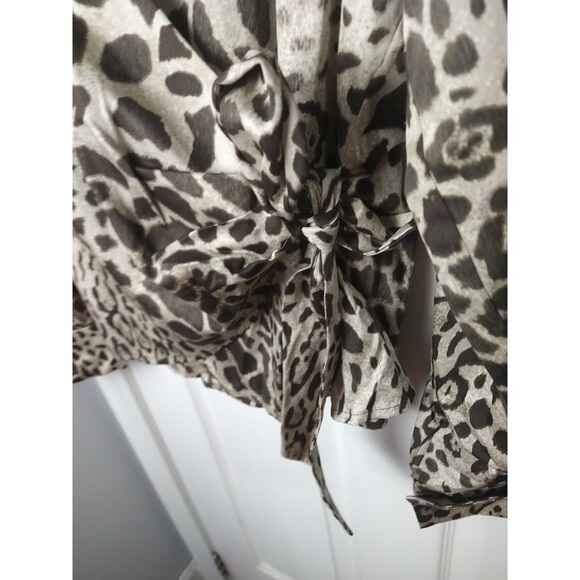 Jones New York Woman 1X Wrap Animal Print V Neck Blouse Office Party Workwear - Picture 4 of 7